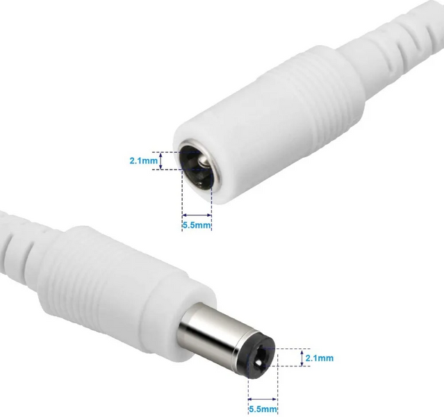 Подовжувач DC12V 3 метрів 5,5 мм x 2,1 мм White CAM-01000 фото